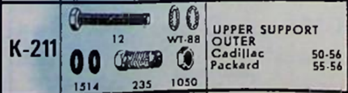 Packard 1955-56 Cadillac 1950-56 NOS Upper Control Arm Outer Pivot Pin Moog k211