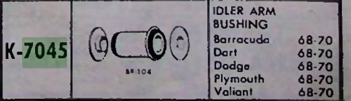 Barracuda 1968-70 NOS Idler Arm Bushing Moog # K7045 Made in USA. Shop vintage car parts at ocpnw.com!
