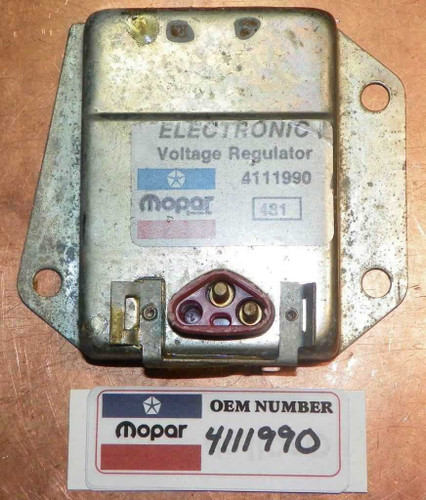 Plymouth 1970-1987 NOS OEM Mopar Logo 12V Voltage Regulator 4111990 Made in USA. Shop vintage car parts at ocpnw.com!