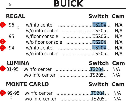 Buick Regal Lumina Monte Carlo 1990s New Turn Signal Switch TS204 (see desc)