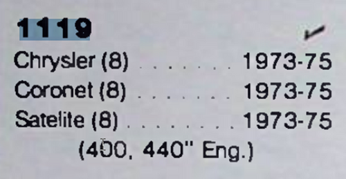 Chrysler Dodge Plymouth 400 440 1973-75 Mechanical Fuel Pump #1119 (see desc)