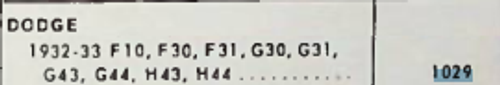 Dodge Truck F10/30/31 G30/31/43/44 1932 1933 Mechanical Fuel Pump #1029 (desc)