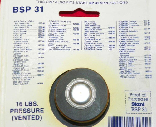 Stant BSP-31 Radiator Cap 16lb Dodge Plymouth Chrysler 1970-1979