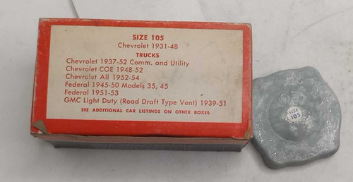 Atlas Size 105 Oil Cap Fits 31-52 Chevrolet 45-53 Federal 39-51 GMC (see Descr)