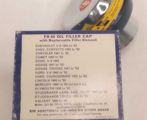 Stant Oil Filler Cap FR-69 Chev Chrysler Ford V8 Studebaker Willys 1948-66