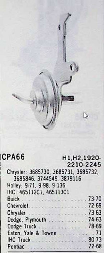Chevrolet B.O.P. 1970-72 Hygrade Choke Pull Off CPA66