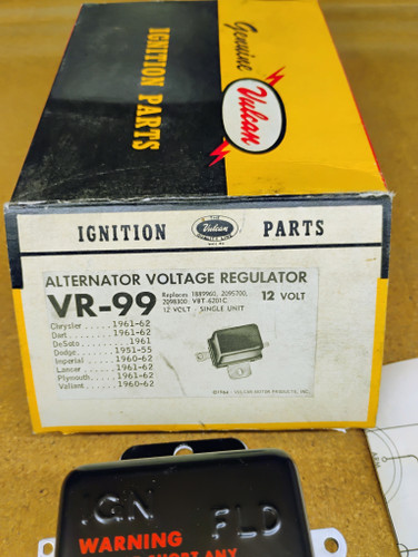 Chrysler 1961 1962 Vulcan VR99 12V Alternator Voltage Regulator Rebuilt Made in USA