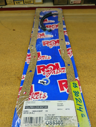 ROL OS5305 Oil Pan Gasket Set for 1969-1987 Ford 351W Windsor 5.8L V8 restoration.