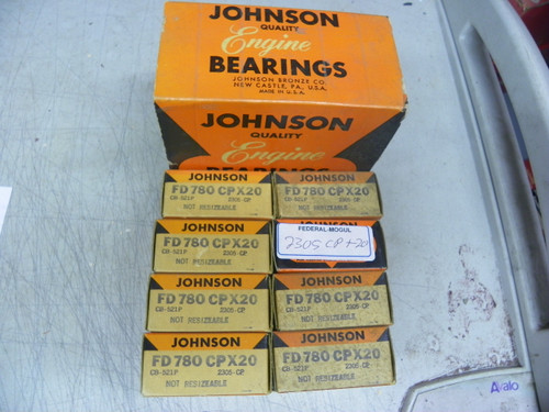 Johnson FD-780CP X20 .020 undersize connecting rod bearings for Ford, Lincoln, Mercury, and Edsel MEL series V8 engine restoration