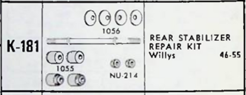 Willys 1946-55 NOS Rear Sway Bar Link Kit Moog k181 Made in USA