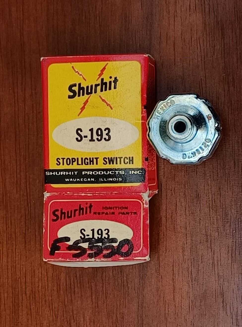 Shurhit S193 Stoplight Switch fits AMC Chrysler Lincoln Willys 1946-56. Shop vintage car parts at ocpnw.com! Shurhit S193 Stoplight Switch fits AMC Chrysler Lincoln Willys 1946-56. Shop vintage car parts at ocpnw.com!