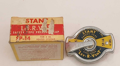 Stant SP-14 Lev-R-Vent Radiator Cap 49-52 Desoto 49-51 Chrysler (See Desc 4 Fit). Shop vintage car parts at ocpnw.com! Stant SP-14 Lev-R-Vent Radiator Cap 49-52 Desoto 49-51 Chrysler (See Desc 4 Fit). Shop vintage car parts at ocpnw.com!