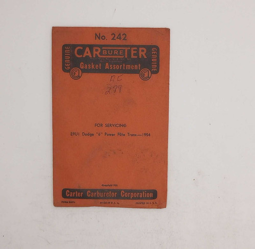 Carter 242 Carburetor Gasket Assortment 1954 Dodge "6" Power Flite Trans NOS. Shop vintage car parts at ocpnw.com!