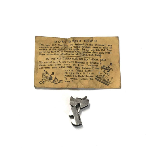 Anco C-7 Converter Converts Wide Flat Hook Arms to All Clear-Flex Blade NOS 2pc. Shop vintage car parts at ocpnw.com! Anco C-7 Converter Converts Wide Flat Hook Arms to All Clear-Flex Blade NOS 2pc. Shop vintage car parts at ocpnw.com!
