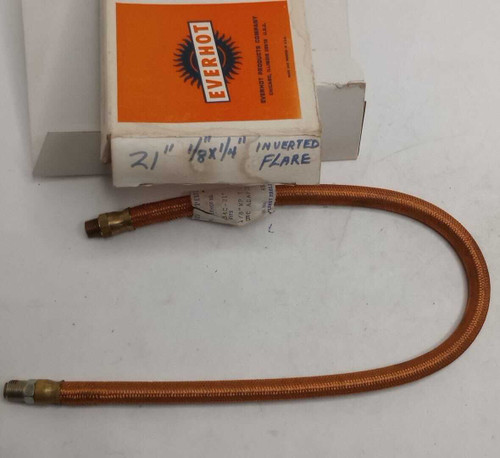 Everhot 21-inch 1/8" x 1/4" Inverted Flare Flexible Gas Line Made in USA. Shop vintage car parts at ocpnw.com! Everhot 21-inch 1/8" x 1/4" Inverted Flare Flexible Gas Line Made in USA. Shop vintage car parts at ocpnw.com!