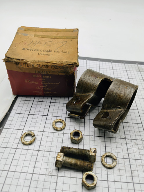 Plymouth 1939-41 Mopar 1064457 Muffler Clamp Pkg NOS Made in USA Plymouth 1939-41 Mopar 1064457 Muffler Clamp Pkg NOS Made in USA