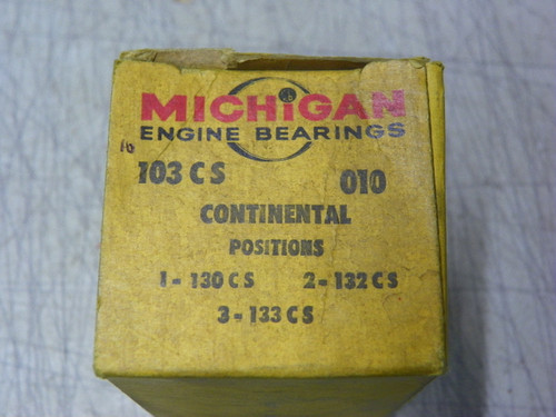 Michigan 103CS .010 Camshaft Bearing Set for Continental 124 135 140 162 163 restoration.