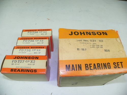 Johnson 531 X2 Main Bearing Set for 1956-1960 Ford Mercury 312 V8 restoration