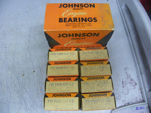 Johnson FD-780CP X2 .002 undersize connecting rod bearings for Ford, Lincoln, Mercury, and Edsel MEL series V8 engine restoration