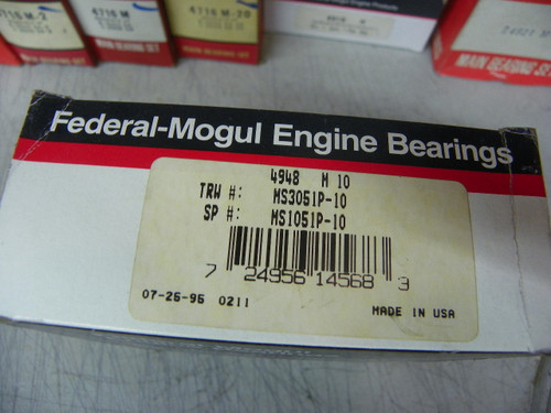 Federal Mogul 4948M-10 .010 undersize main bearing set for 1971-1973 Chrysler Dodge Plymouth 360 V8 restoration.