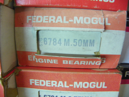 Federal Mogul 6784M .50mm metric undersize main bearing set for 1972-1980 Honda Civic EB EE ED engine restoration.