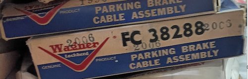 Wagner F38288 Rear Parking Brake Cable for 1958 Ford Fairlane Sunliner Skyliner restoration.