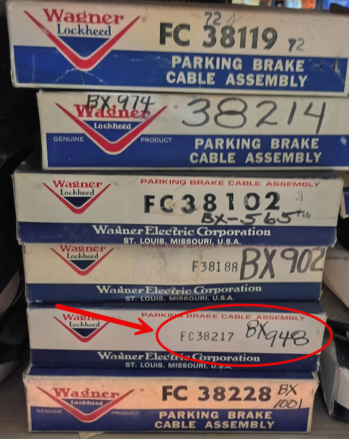 Wagner F38217 Rear Brake Cable for 1954 1955 1956 Ford Custom Victoria Ranchero restoration.