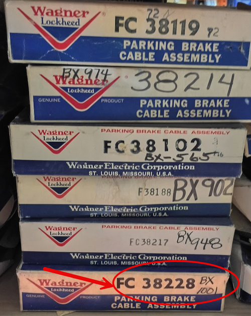 Wagner F38228 Rear Brake Cable for 1957 1958 1959 Ford Fairlane Ranchero Edsel restoration.