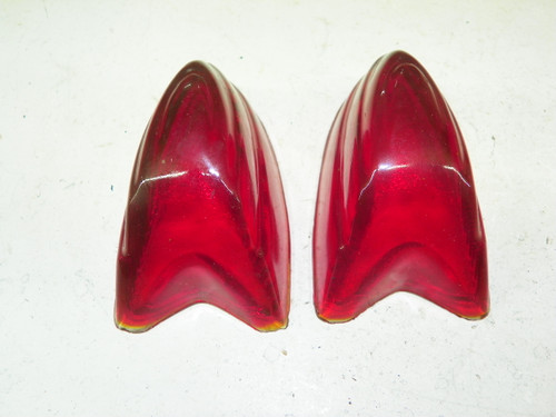 Pair of Vintage Arrow 39 Red Pointed Bullet Taillight and Marker Light Lenses NOS