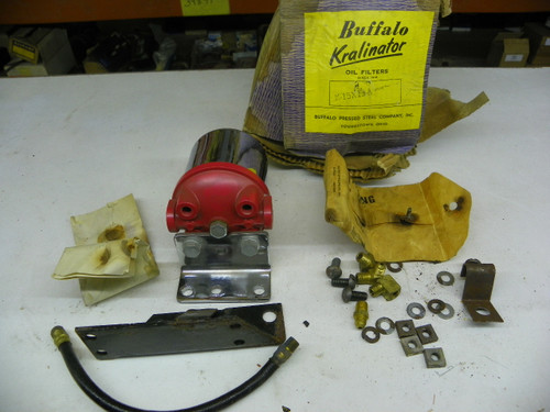 Vintage NOS Buffalo Kralinator K-15X-A Oil Filter Kit with chrome housing for 1940s Nash