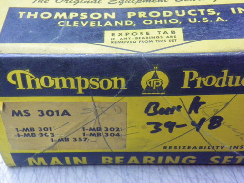 Thompson Products MS-301A STD Main Bearing Set for 1937-1948 Chevrolet 216 235 Inline-6 engine restoration.