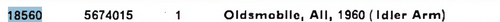 Thompson Products 18560 Idler Arm for 1960 Oldsmobile Dynamic 88 Super 88 Ninety-Eight steering restoration. - Image 2
