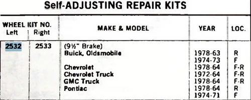 Lee 2532 Left Brake Hardware Kit for 1963-1978 GM Buick Oldsmobile Chevrolet Pontiac restoration. - Image 2