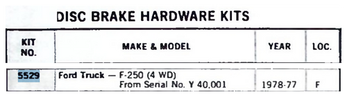 Lee 5529-2 Disc Brake Hardware Kit for 1977 1978 Ford F-250 4WD Front restoration. - Image 2
