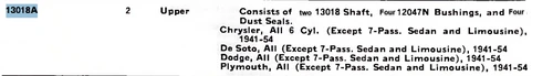 Monmouth KA-40 Upper Control Arm Shaft Kit for 1941-1954 Chrysler Dodge Plymouth 6 Cyl restoration. - Image 2