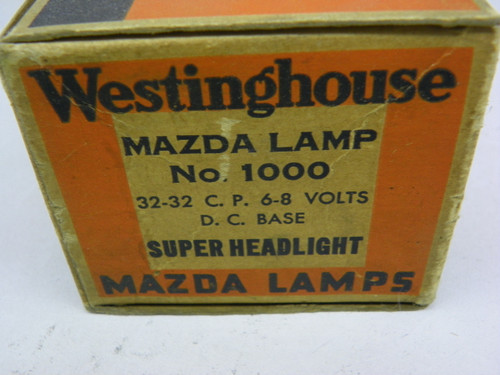 Westinghouse 1000 Mazda Lamp Super Headlight Bulb NOS for vintage auto restoration. - Image 2