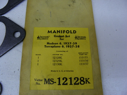 Victor MS-12128K Manifold Gasket Set for Hudson 6 1937-39 Terraplane 6 1938 restoration. - Image 2