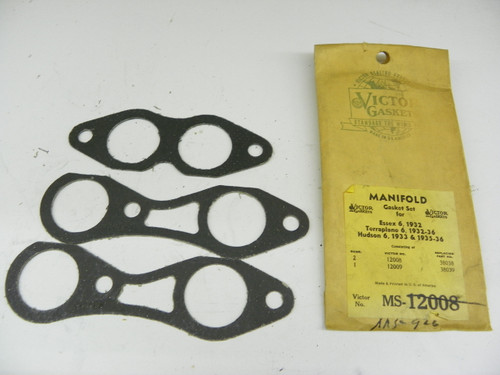 Victor MS-12008 Manifold Gasket Set for 1932-36 Essex Terraplane Hudson 6 restoration. - Image 1