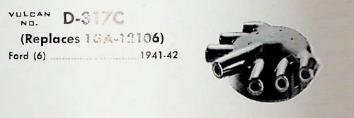 Vulcan D-317C Distributor Cap for 1941-1942 Ford 6 Cylinder Pancake engine restoration. - Image 2