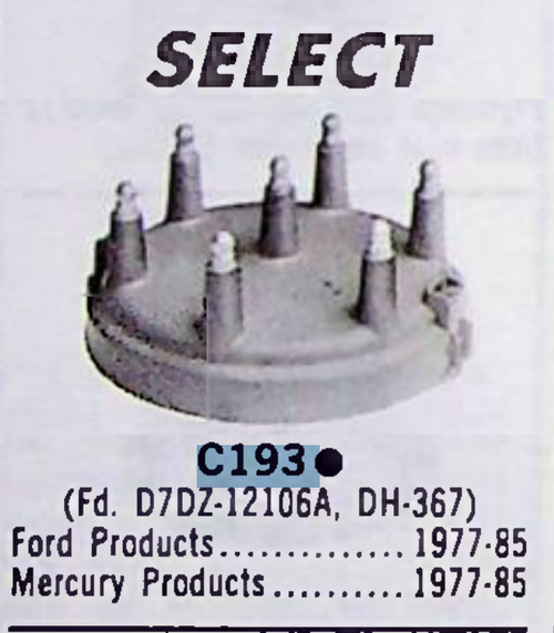 Borg Warner C193 Distributor Cap for 1977-1985 Ford Mercury restoration. - Image 2