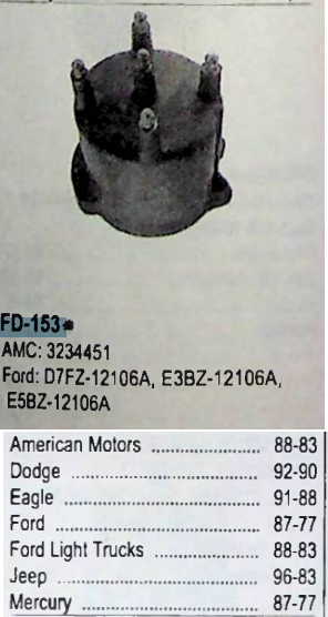 Motorcraft DH-368 Distributor Cap for 1977-1987 Ford Mercury 1983-1996 Jeep restoration. - Image 2