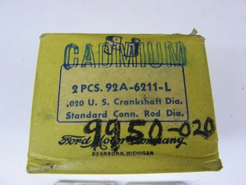 NOS Vintage Ford 92A-6211-L Cadmium Connecting Rod Bearing Pair for 1940 Flathead V8-60 60HP engine restoration. - Image 2