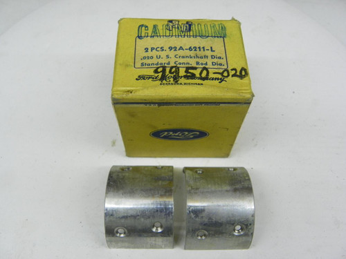 NOS Vintage Ford 92A-6211-L Cadmium Connecting Rod Bearing Pair for 1940 Flathead V8-60 60HP engine restoration. - Image 1