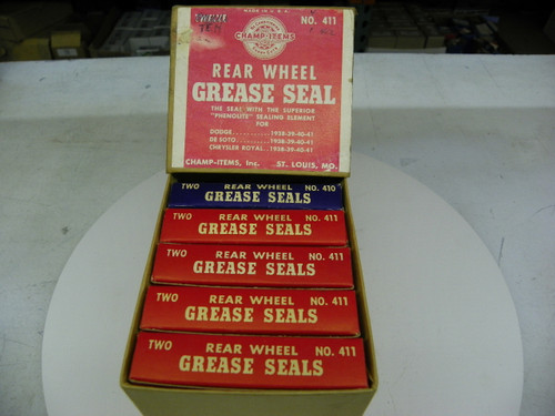 Champ-Items 411 and 410 Rear Wheel Grease Seal Set for 1936-1941 Plymouth Dodge De Soto Chrysler Royal restoration. - Image 1
