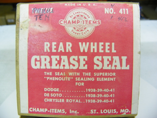 Champ-Items 411 and 410 Rear Wheel Grease Seal Set for 1936-1941 Plymouth Dodge De Soto Chrysler Royal restoration. - Image 2