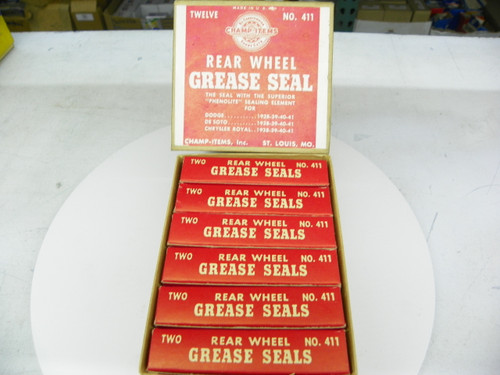 Champ-Items (6) 411 Rear Wheel Grease Seals for 1938-1941 Dodge DeSoto Chrysler Royal restoration. - Image 1