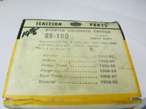 Vulcan SS-160 Starter Solenoid Switch for 1956-61 Chrysler Dodge Ford Truck restoration. - Image 2
