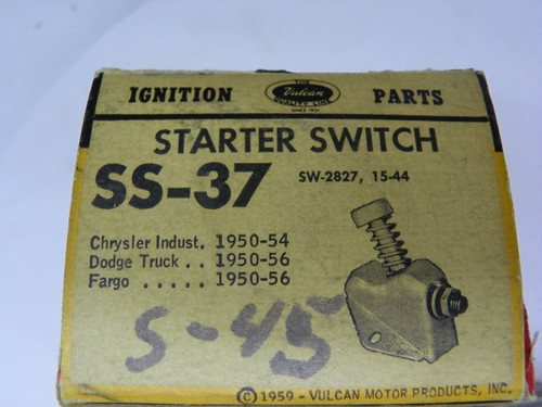 Vulcan SS-37 Starter Switch for 1950-1956 Chrysler Dodge Fargo Truck restoration. - Image 2