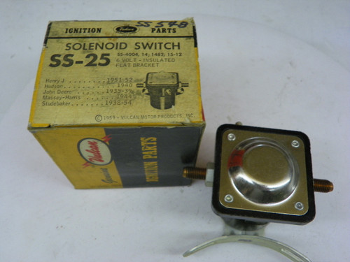 Vulcan SS-25 Solenoid Switch for 1938-1954 Studebaker Henry J Hudson 6 Volt restoration. - Image 1