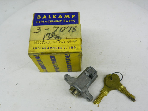 Balkamp 3-7078 Ignition Lock Cylinder for 1946-1947 DeSoto Dodge Plymouth restoration. - Image 1